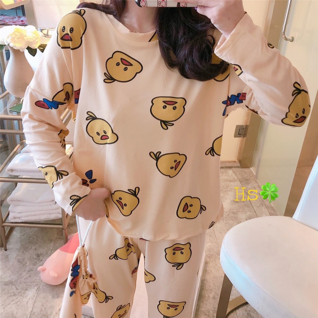 Bộ đồ ngủ Pijama dài tay HOẠT HÌNH thu đông mẫu mới hot nhất