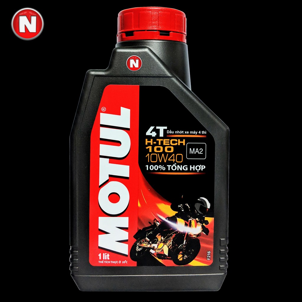 Nhớt MOTUL H-TECH 100 10W40 100% tổng hợp dành cho xe số và xe tay côn - 1 Lít