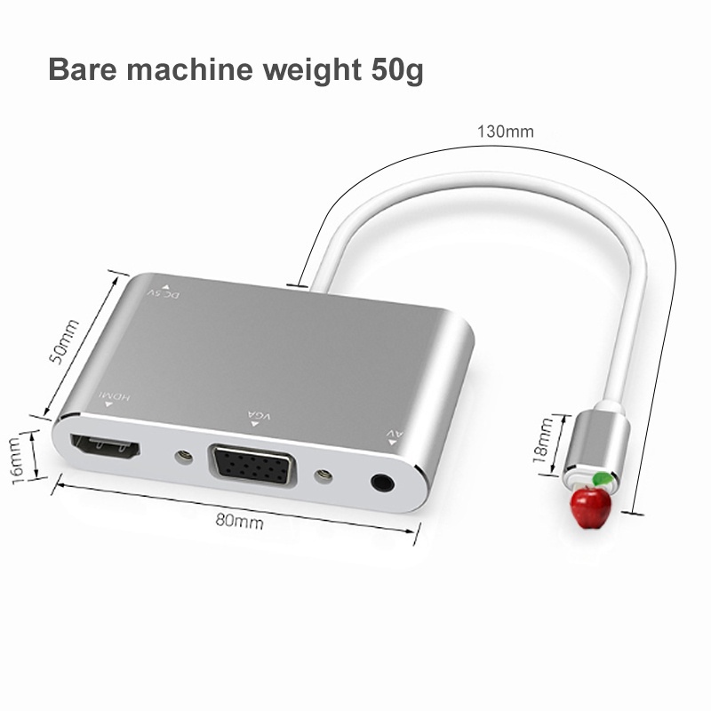 Bộ Chuyển Đổi Âm Thanh Kỹ Thuật Số Sang HDMI VGA 3.5mm 1080P HDTV Cho iP 11Pro Max XR XS 8 SE 6 7 8 12