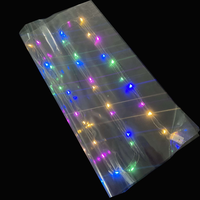 Cuộn Giấy Bóng Kính Trong Suốt 60x60cm Dùng Gói Hoa Có Đèn Led Diy
