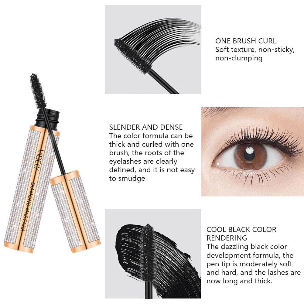 Mascara 4D Trang Điểm Chuyên Nghiệp Cho Hàng Mi Dày Dài Và Cong Với Vỏ Đính Kim Cương Lấp Lánh Chống Thấ