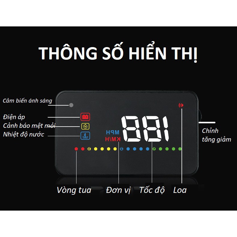 HUD A200 hiển thị tốc độ lên kính lái