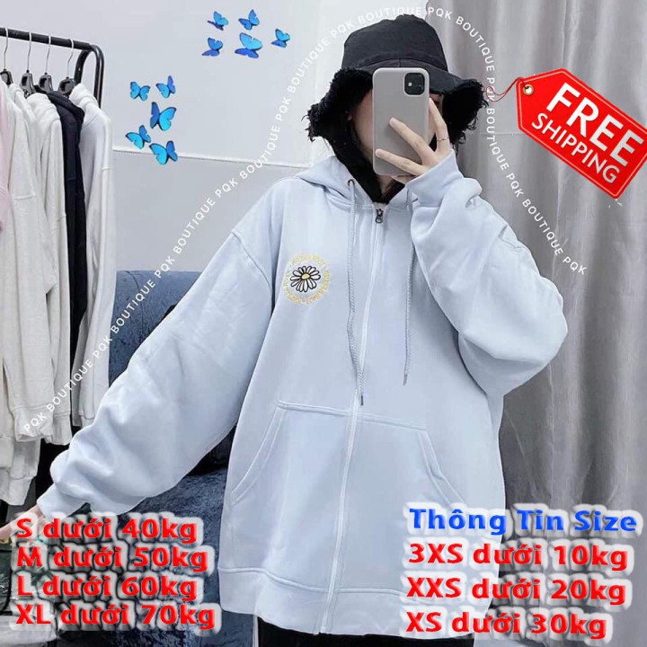 [Freeship] áo khoác nỉ bông nam nữ form rộng có dây kéo, hoodie form rộng có dây kéo floral fun