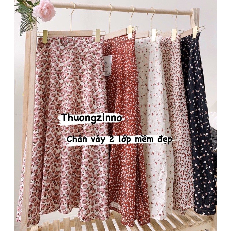 Chân váy hoa hai lớp Hàn Quốc dáng dài vintage loại đẹp - chân váy dài màu đen hoa nhỏ | BigBuy360 - bigbuy360.vn