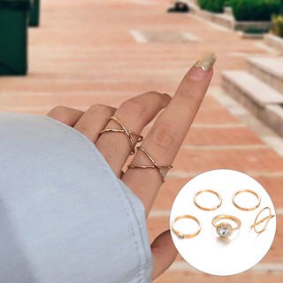 Set 5 nhẫn hợp kim phong cách retro cổ điển