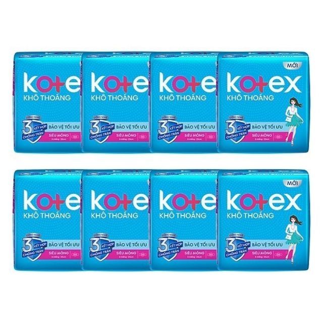 Lốc 8 gói băng vệ sinh Kotex khô thoáng siêu mỏng -gói 8 miếng