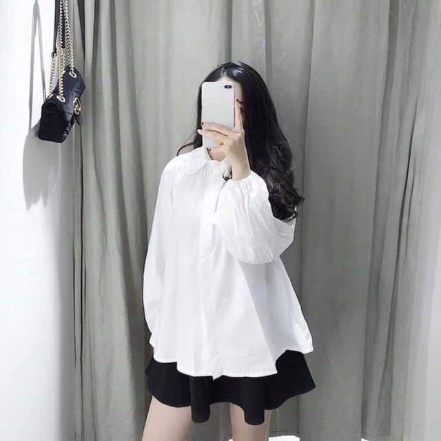 [Mã FAMAYWA giảm 10K đơn 50K] Áo Sơ Mi Trắng Cổ Sen Xinh Xắn | BigBuy360 - bigbuy360.vn