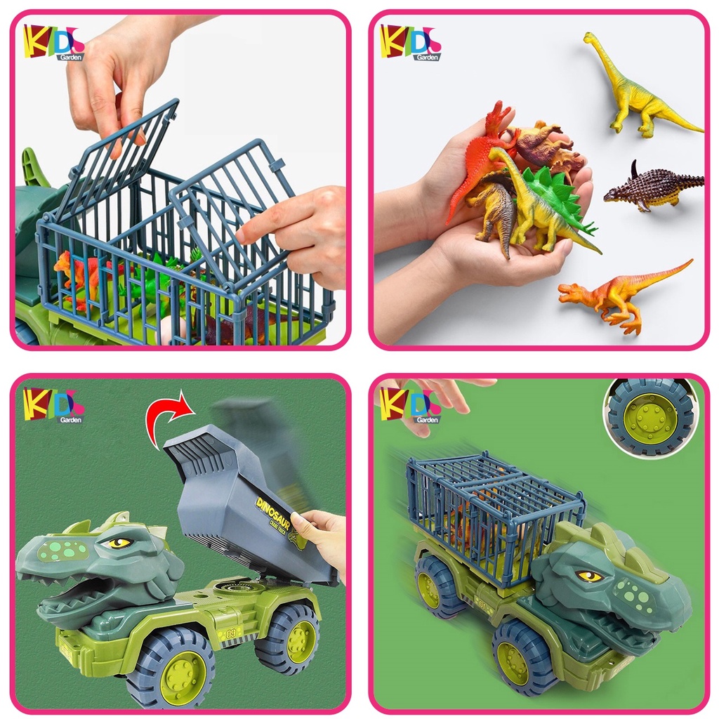 Xe đồ chơi cho bé trai cỡ lớn chở mô hình khủng long đồ chơi XDC21 KIDSGARDEN