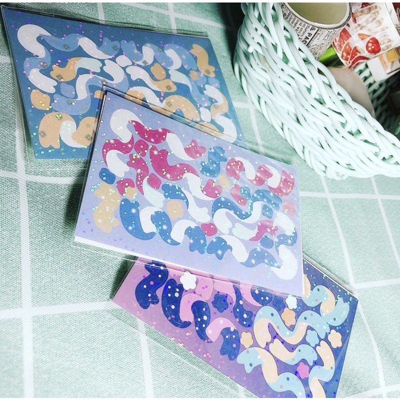 [Bottu] sticker ruy băng lấp lánh
