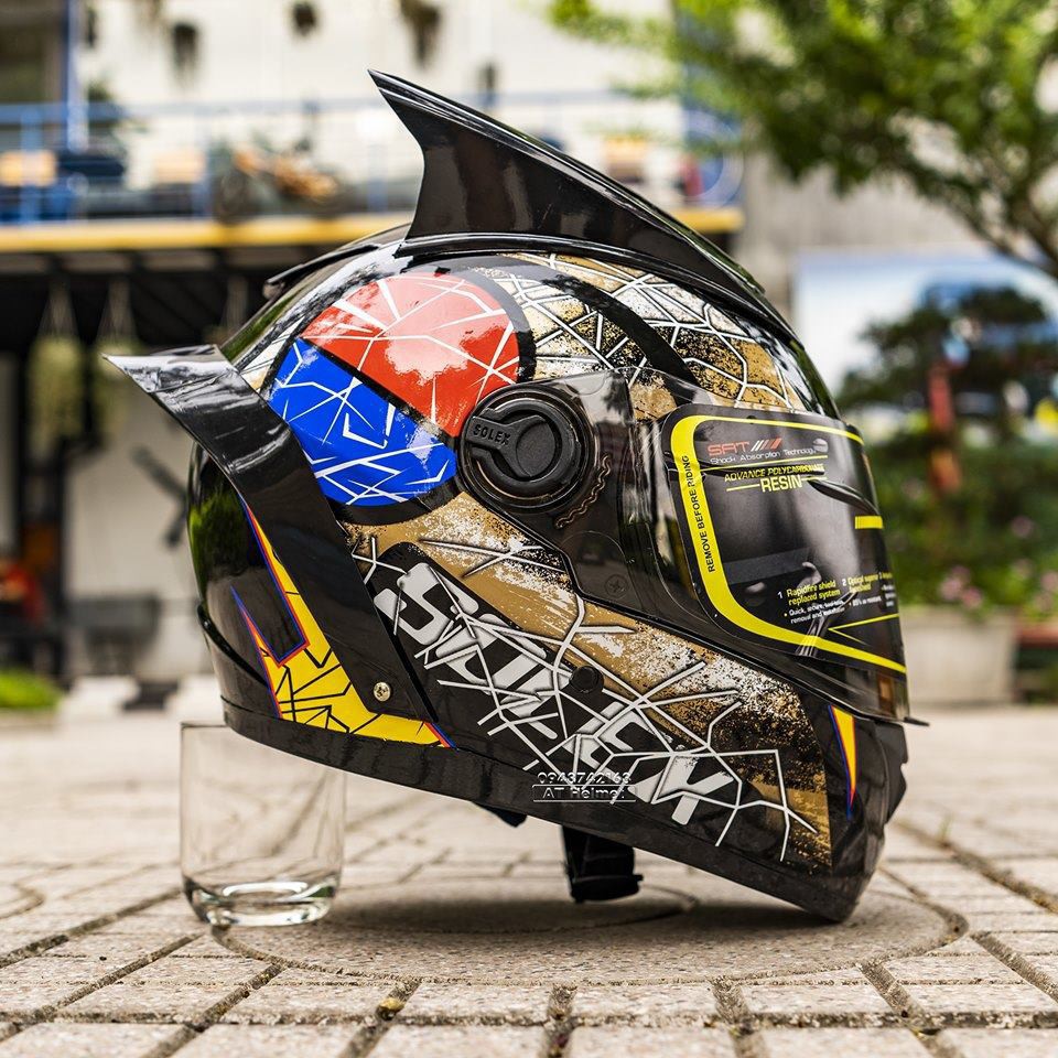 Mũ Bảo Hiểm SOLEX Tem Phượng Hoàng - Siêu Đẹp - Tặng 1 Combo sừng, đuôi gió và khăn Ninja