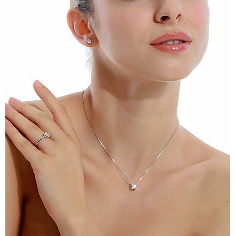 Dây Chuyền Mạ Bạc Đính Đá Pha Lê
