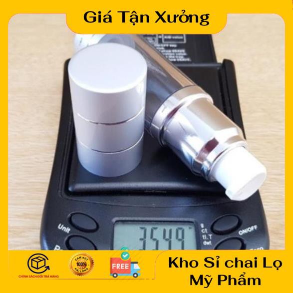 Chai Chiết Mĩ Phẩm ❤ TRÙM SỈ ❤ Chai hút chân không trong suốt Nắp Bạc 15ml , chai xịt giọt chiết kem , phụ kiện du lịch