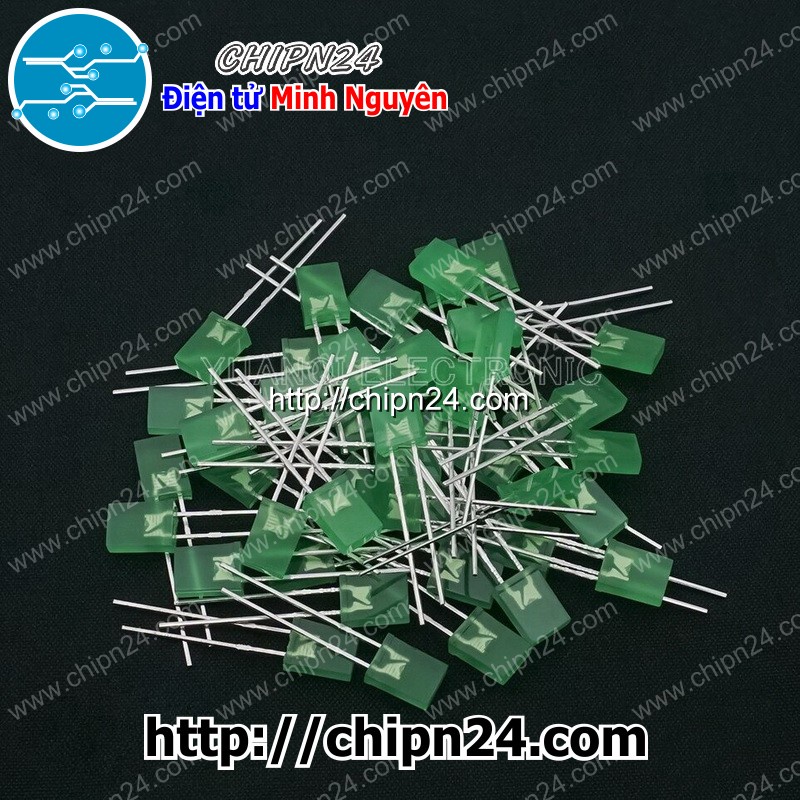 [25 CON] Led Dẹp 2x5x7mm màu XANH LÁ MẠ (2x5x7)
