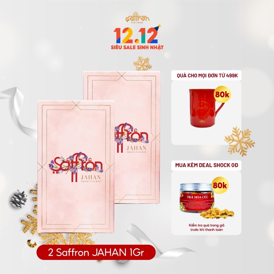 Nhụy Hoa Nghệ Tây 2 Hộp Saffron Jahan 1Gram /Hộp