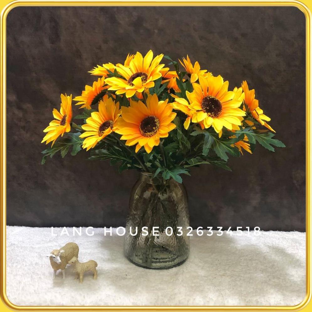 Tổng Kho Decor Hoa Lụa Hoa Giả - HOA HƯỚNG DƯƠNG 1 CÀNH 2 BÔNG DÀI 38CM