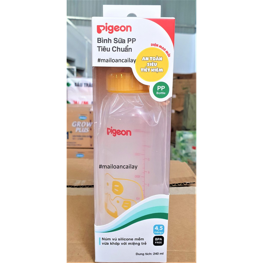 Bình Sữa Pigeon PP Cổ Hẹp 120ml/240ml - Núm Ty Pigeon Cổ Hẹp Đủ Size