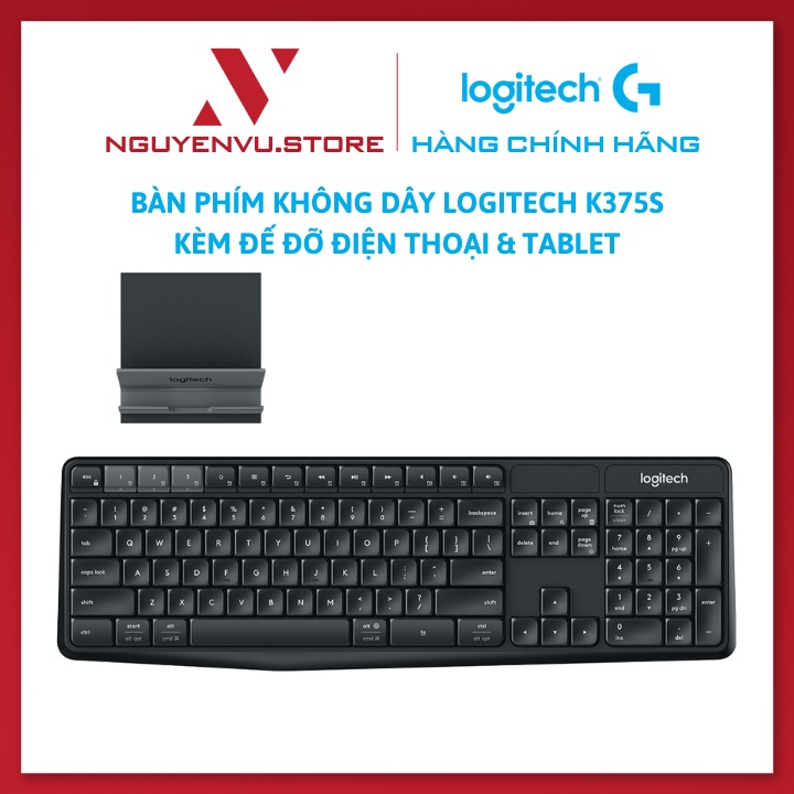 Bàn Phím Bluetooth Logitech K375s kèm Đế Đỡ Điện Thoại Và Tablet - K375s Multi-Device - Hàng Chính Hãng