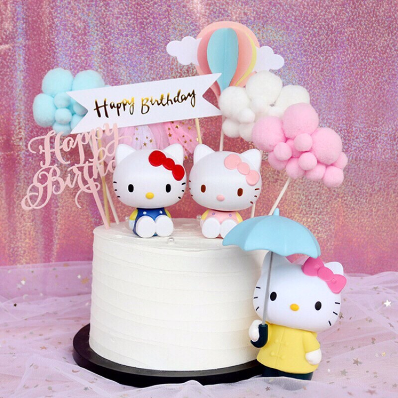 Que Cắm Trang Trí Bánh Sinh Nhật Hình Hello Kitty &amp; My Melody Dễ Thương