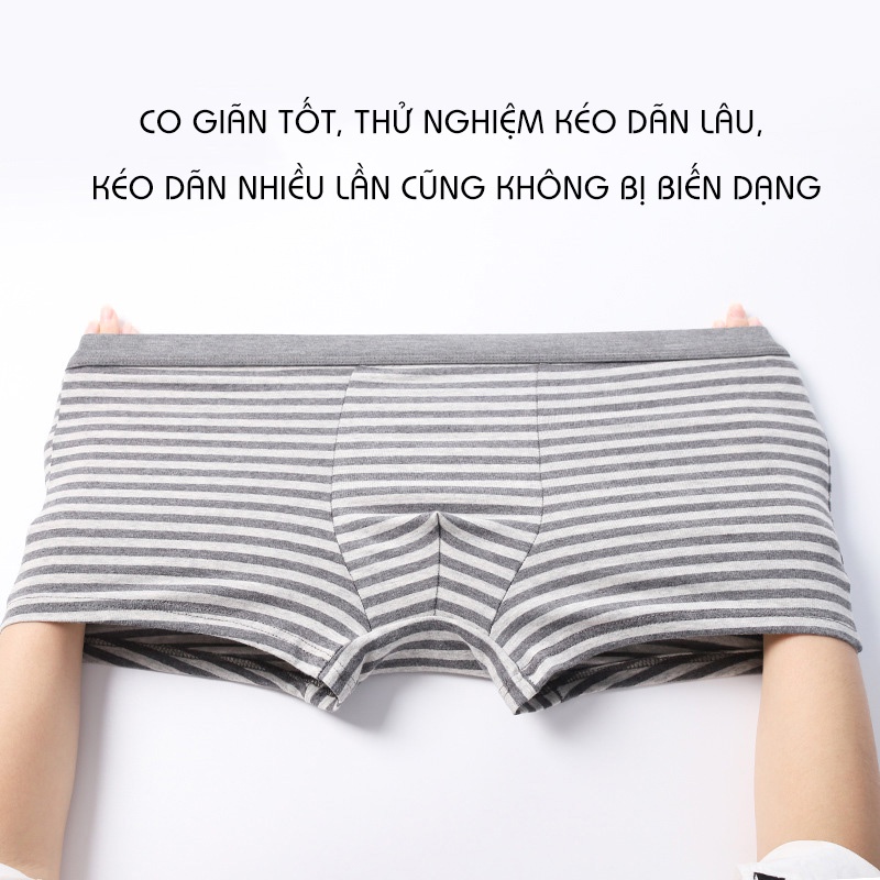 Sịp Đùi- Quần Lót Nam Boxer Cotton Sọc Ngang Phong Cách Nhật Bản Thanh Lịch K141