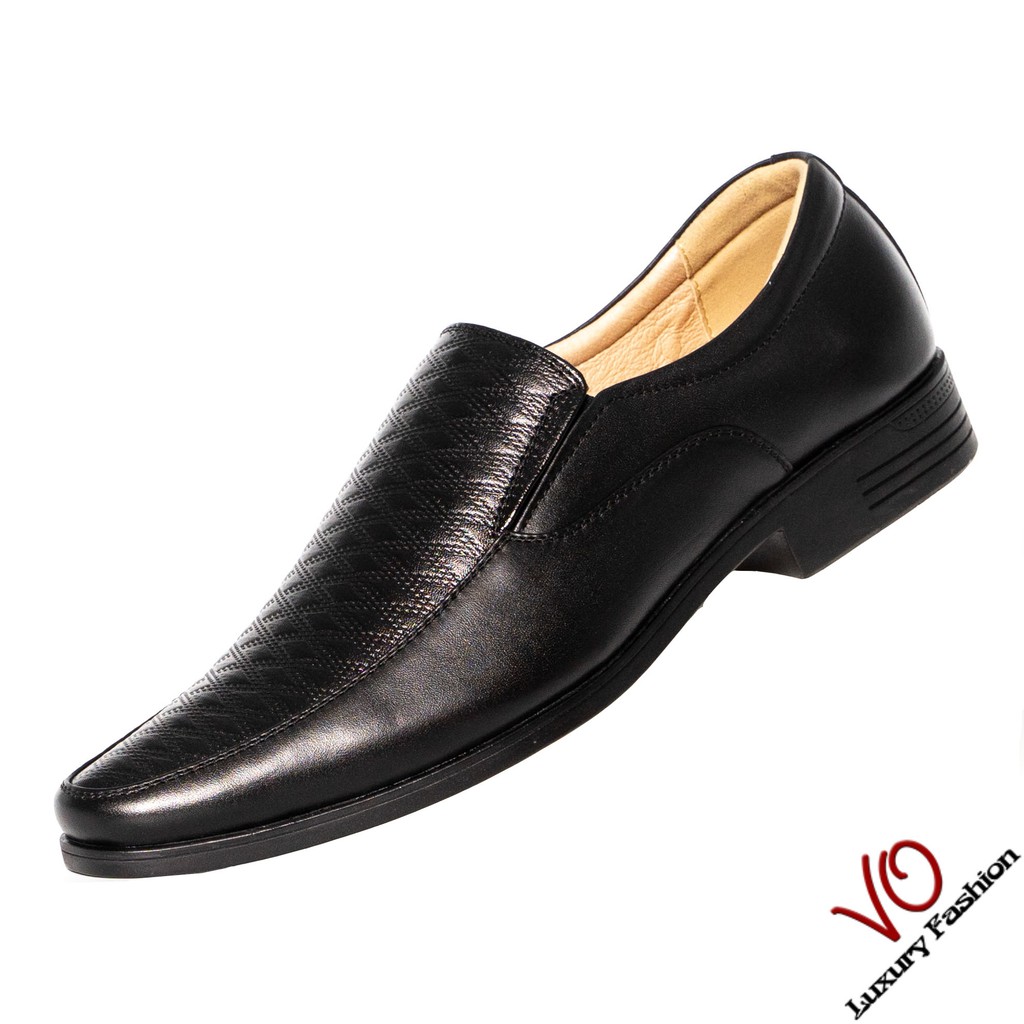 Giày tây da bò thật màu đen thanh lịch VO Shoes_9931