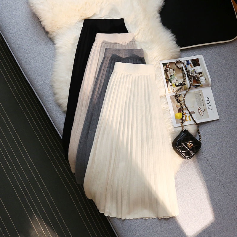 Chân Váy Chữ A Xếp Ly Lưng Cao Thời Trang Thu Đông