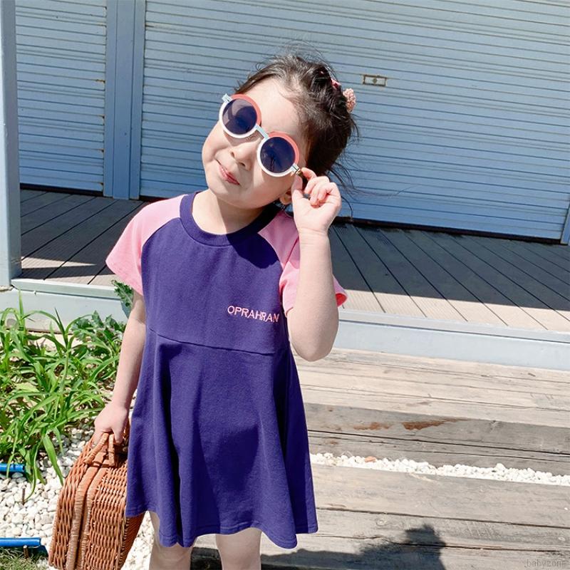 Đầm Tay Ngắn Xếp Li Cho Bé Gái