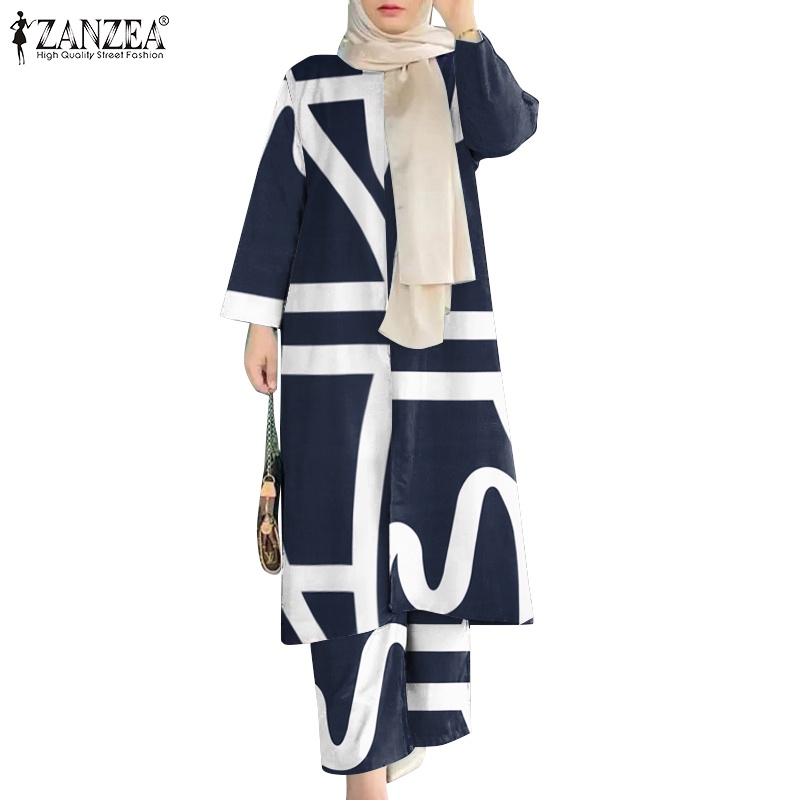 Zanzea Bộ Đồ Hồi Giáo Cổ Tròn In Họa Tiết Phong Cách Bohemian Thời Trang Cho Nữ