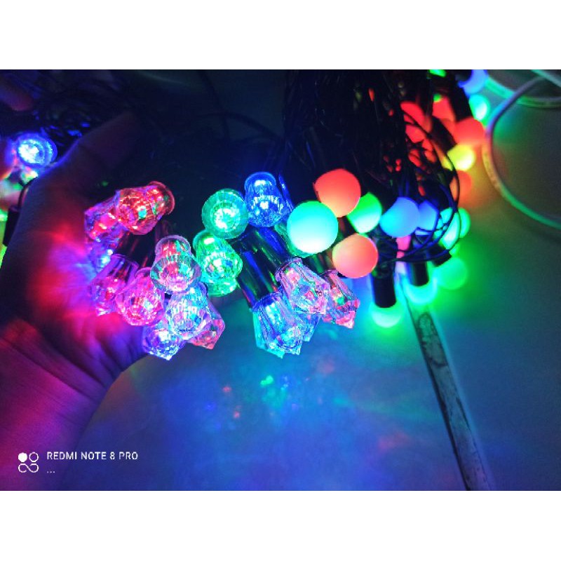 Dây đèn led 8 mét nháy hình cầu/kim cương/nhót