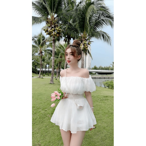 SÉT VÁY TƠ XỐP TRỄ VAI CHÂN VÁY KÈM LÓT TIỂU THƯ CÔNG CHÚA PU