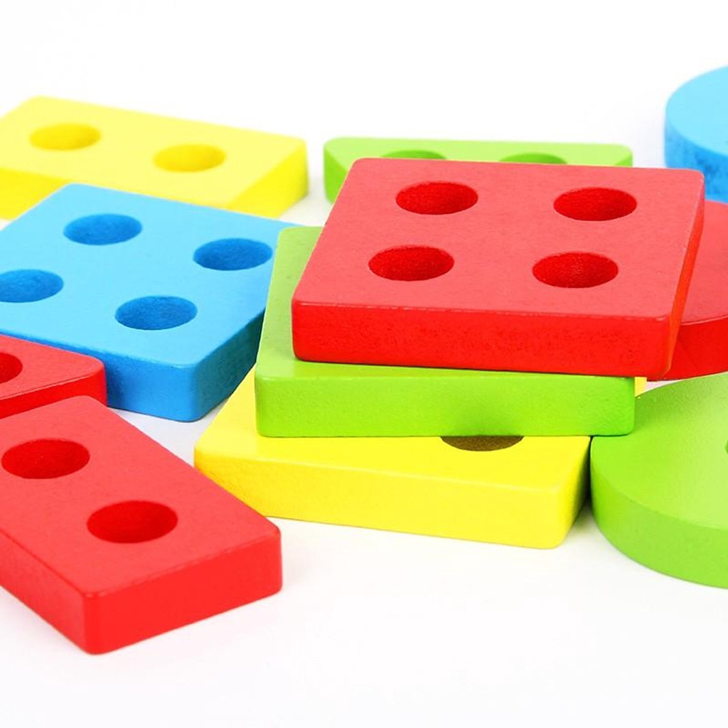 Đồ chơi gỗ montessori thả hình khối 4 trụ cho bé