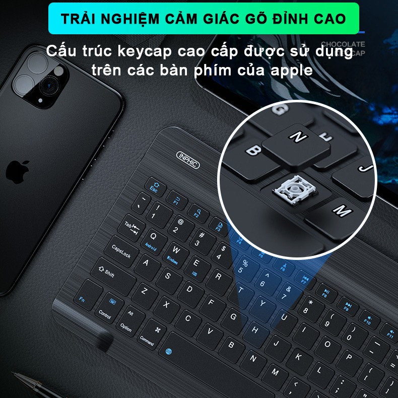 Bàn Phím iPad Bluetooth Mini SIDOTECH Inphic B750V Kết Nối Không Dây Cho Máy Tính Bảng Điện Thoại Laptop Pin 30 Ngày