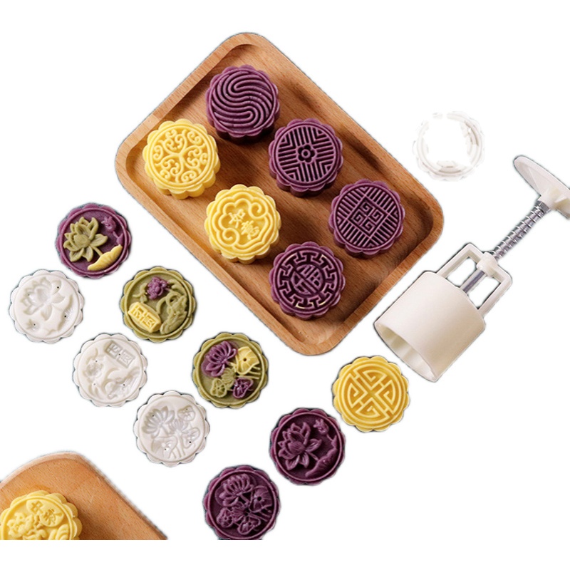 Bộ Khuôn Nhấn Tay Làm Bánh Trung Thu 50G/100G