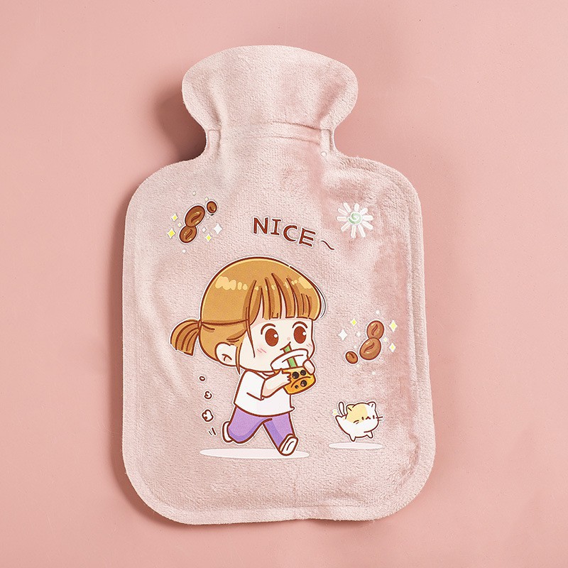 Túi chườm nóng lạnh nhung mềm giảm đau bụng kinh, túi chườm giữ ấm hạ sốt 350ml TC1
