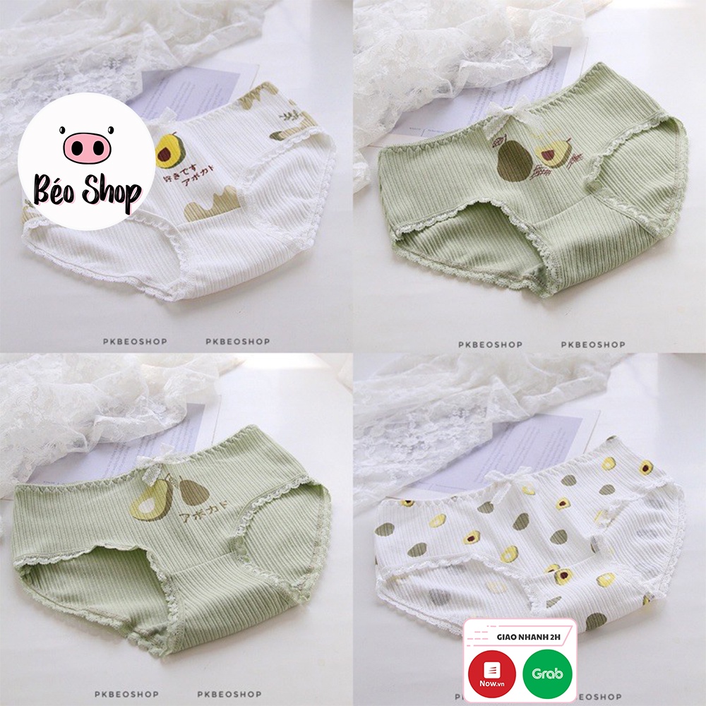 Quần chip cotton Béo shop hình quả bơ dễ thương , quần lót nữ in hình bơ xinh xắn