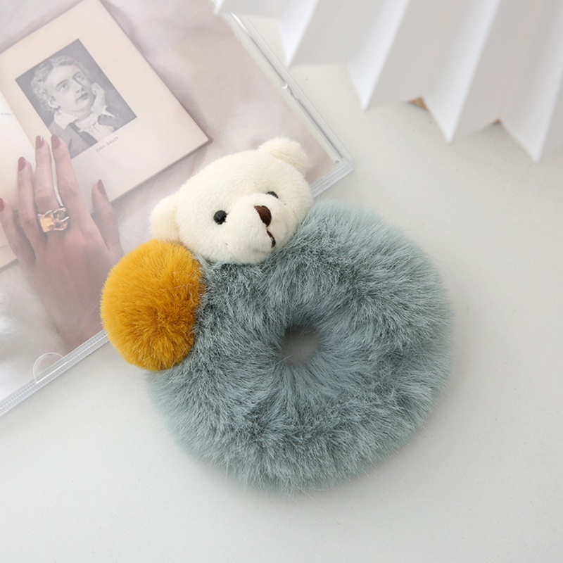 Dây Buộc Tóc Lông Xù Co Giãn Hình Gấu Dễ Thương Giá Đỡ