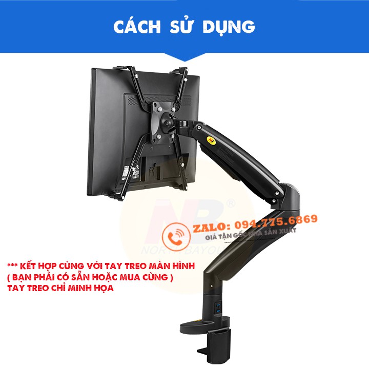 Bộ Kẹp Màn Hình NB FP1 17 - 27 Inch - Sử Dụng Cho Màn Hình Không Thiết Kế Lỗ Ốc VESA Treo Tường