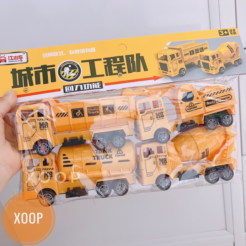 Đồ chơi xoop ! Sét 4 xe công trình tank truck cho bé