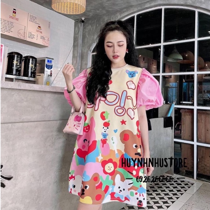 Váy suông hoạt hình cotton đầm suông nữ cộc tay TH108 | BigBuy360 - bigbuy360.vn