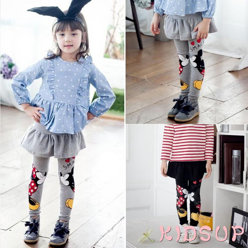 Quần Legging In Hình Chuột Mickey Minnie Dễ Thương Cho Bé Gái