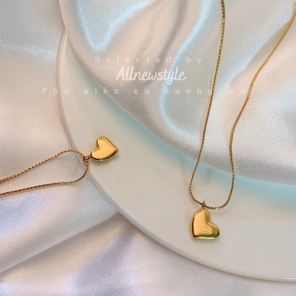 Dây chuyền thép mạ vàng 18K basic hình trái tim Allnewstyle