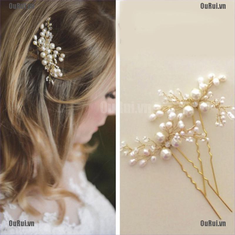(FCC) Lược Cài Tóc Cô Dâu Đính Ngọc Trai Đáng Yêu