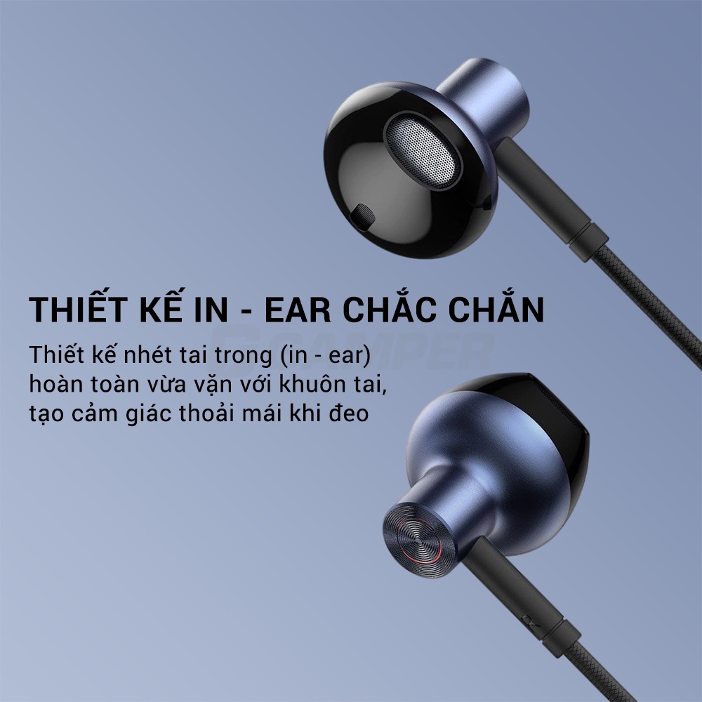 Tai nghe nhét tai Jack 3.5mm Baseus tai nghe có dây & Mic Cho IP Samsung Xiaomi Oppo / Máy Tính Bảng / PC / Laptop
