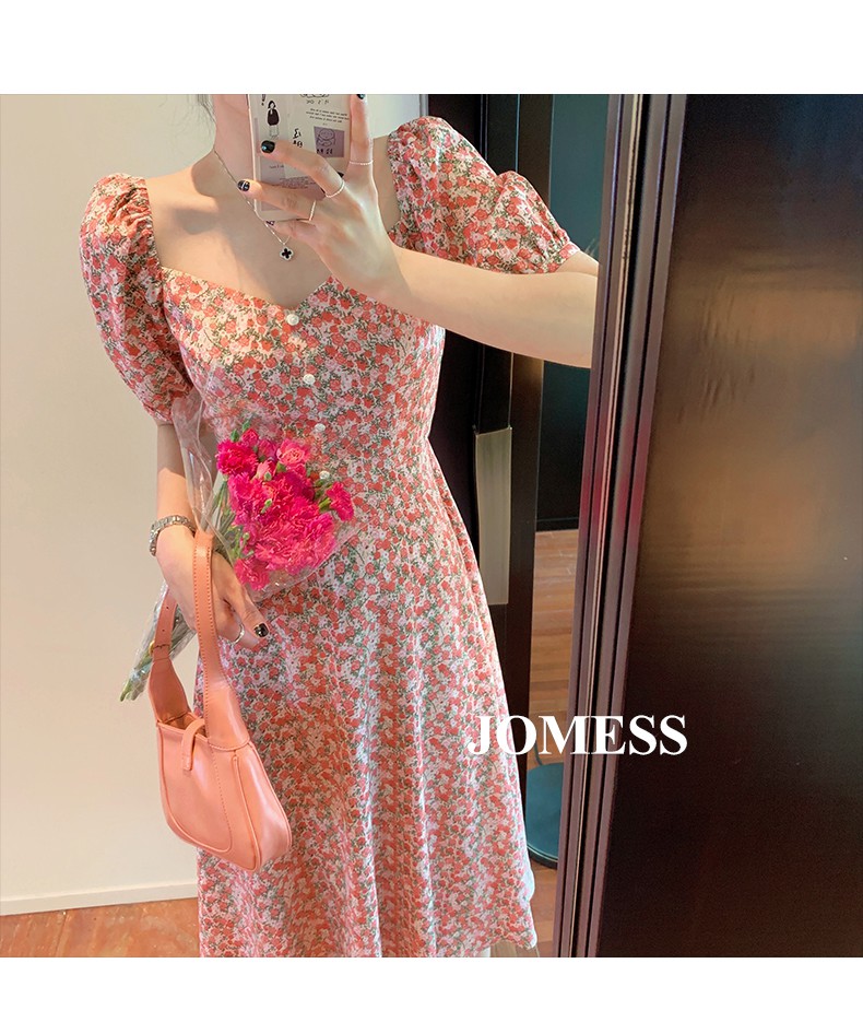 Đầm Voan Hoa Dáng Dài Cổ Chữ V Thời Trang Retro Cho Nữ 2021 | BigBuy360 - bigbuy360.vn