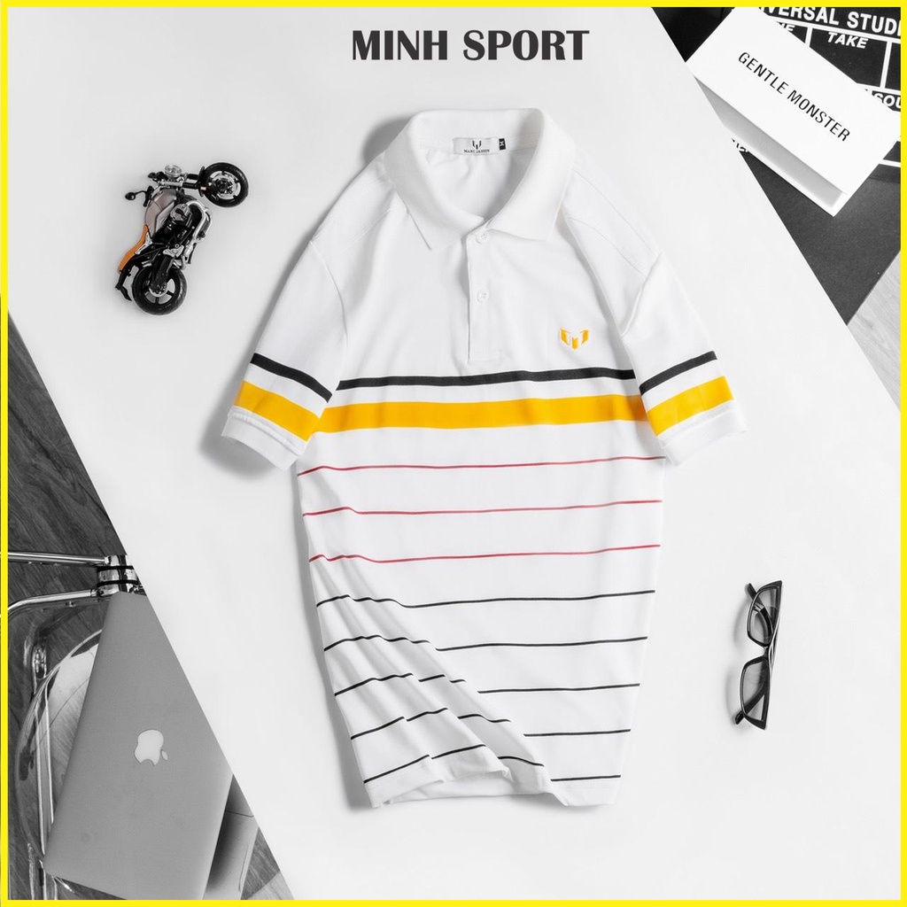 Áo Thun Polo Nam Cổ Bẻ Ngắn Tay In Sọc Ngang, Chất Vải Poly Thái Co Giãn, Bền, Mềm Mịn mã AO.47