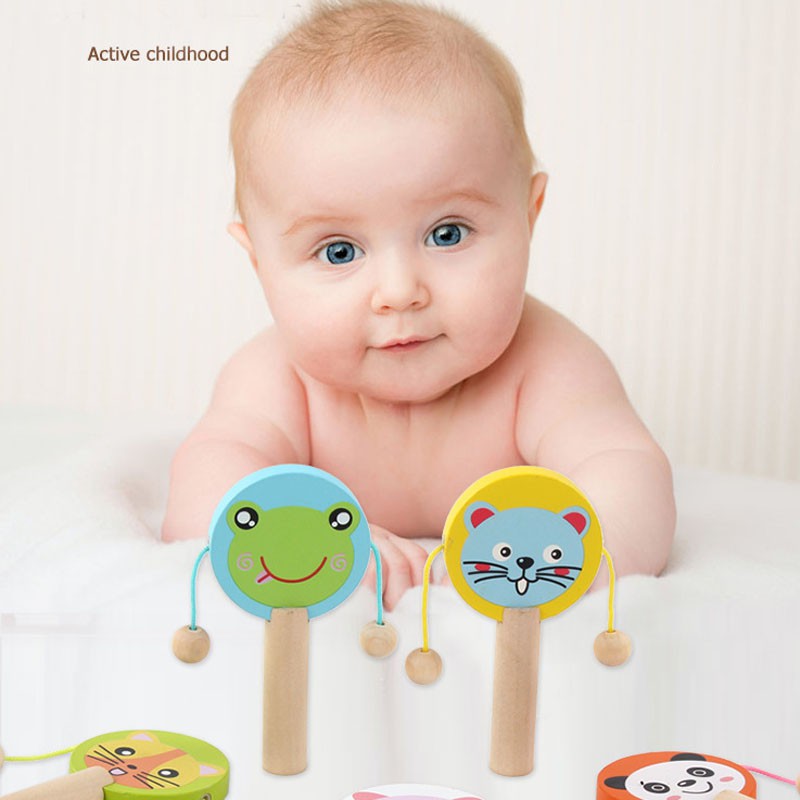 Đồ chơi dạng gỗ trống lúc lắc cao cấp quà tặng cho bé trẻ em