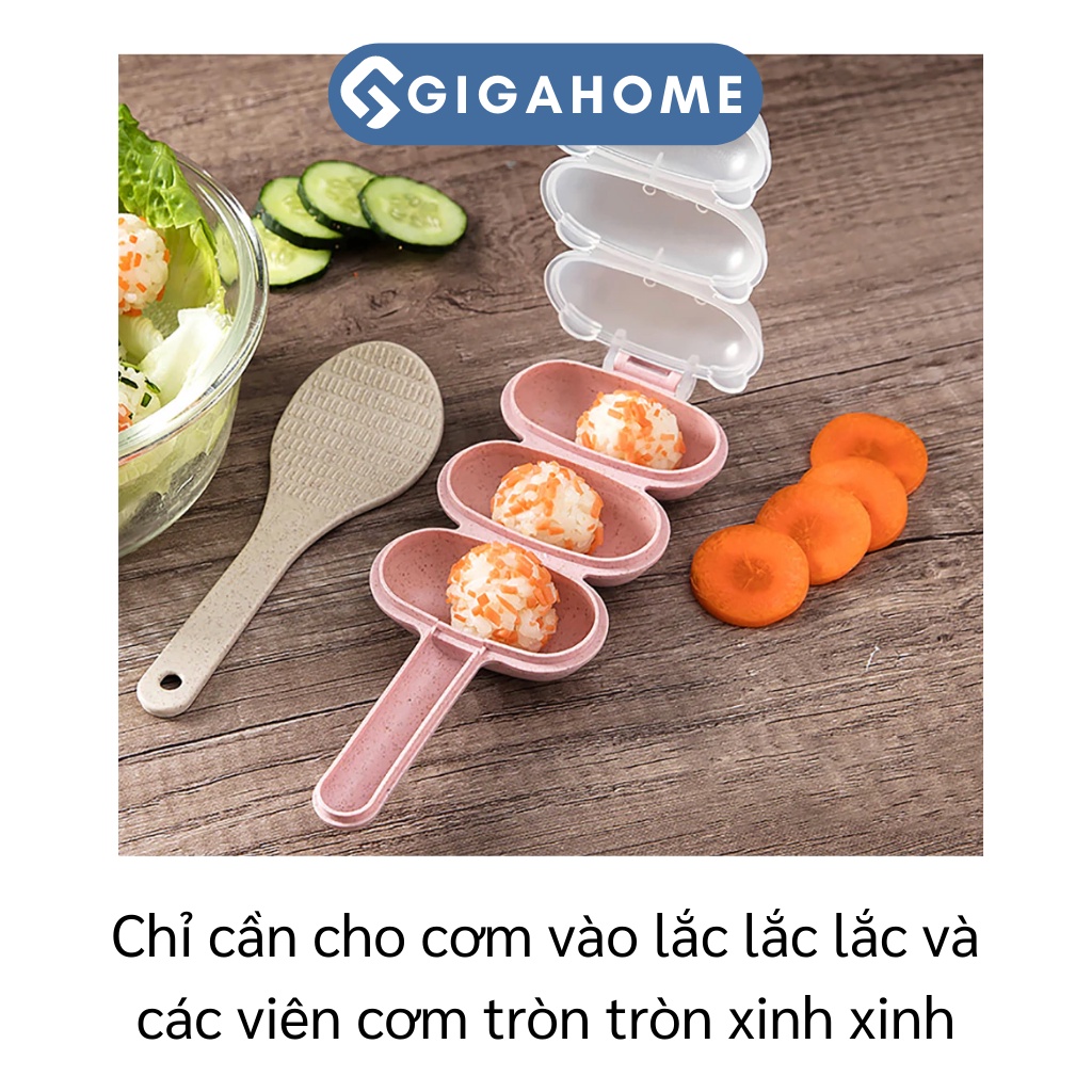 Khuôn Lắc Làm Cơm Nắm, Bento Kèm Muỗng GIGAHOME Cho Bé Ăn Dặm 9600
