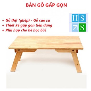 BÀN GỖ GẤP GỌN (60x40cm - Cao 26cm) gỗ tự nhiên cho bé làm bàn học xếp gọn lại tiện dụng