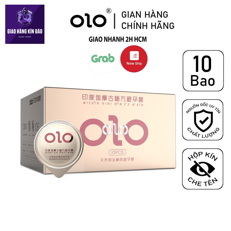 Bao cao su OLO 001 có gai Gamma Ấn Độ hàng kéo dài thời gian quan hệ GUNX SHOP - HOP 10c bcs