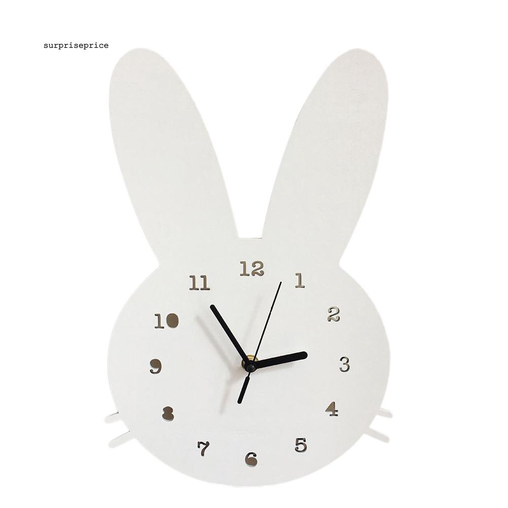 Đồng hồ treo tường hình chú thỏ bằng gỗ dễ thương xinh xắn