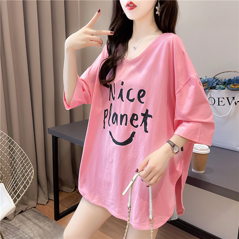 Đầm Thun Tay Ngắn Dáng Dài Vải Cotton Kiểu Hàn Quốc Dễ Thương